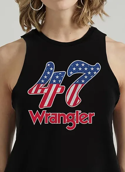 112347631 - WOMEN'S WRANGLER FESTIVAL CROP GRAPHIC TANK