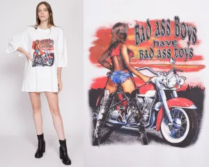 3XL 90s "Bad Ass Boys Have Bad Ass Toys" Biker Chick T Shirt