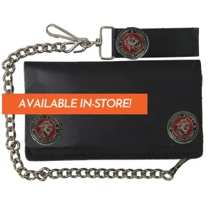 6" US Marines Bi-Fold WLA2012 Leather Snap Bi-Fold Wallet with Chain | Hot Leathers