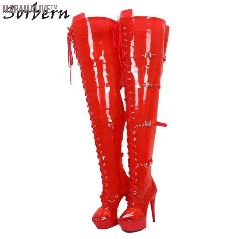 75Cm Thigh High Long Boot Women Purple Shoes High Heels Bed Footwear Size 10 Spring Booty Fetish Heels Platform