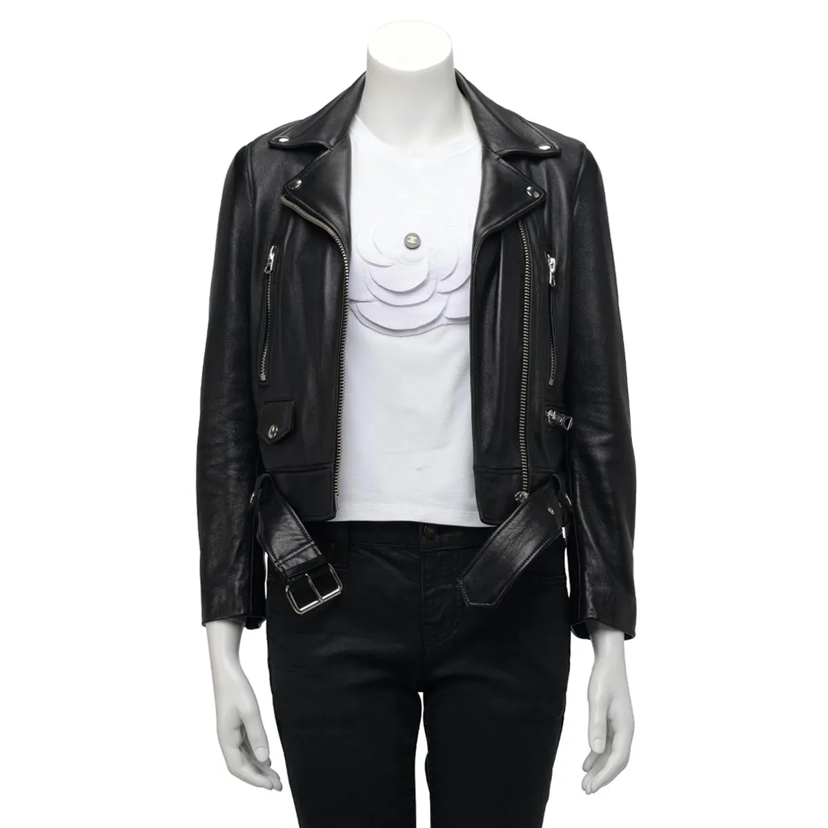 Acne Studios Black Leather Biker Jacket FR 32