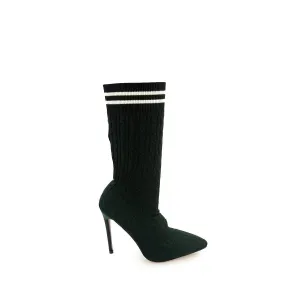 Amelia Sock Fit Knitted Calf Heeled Ankle Boot