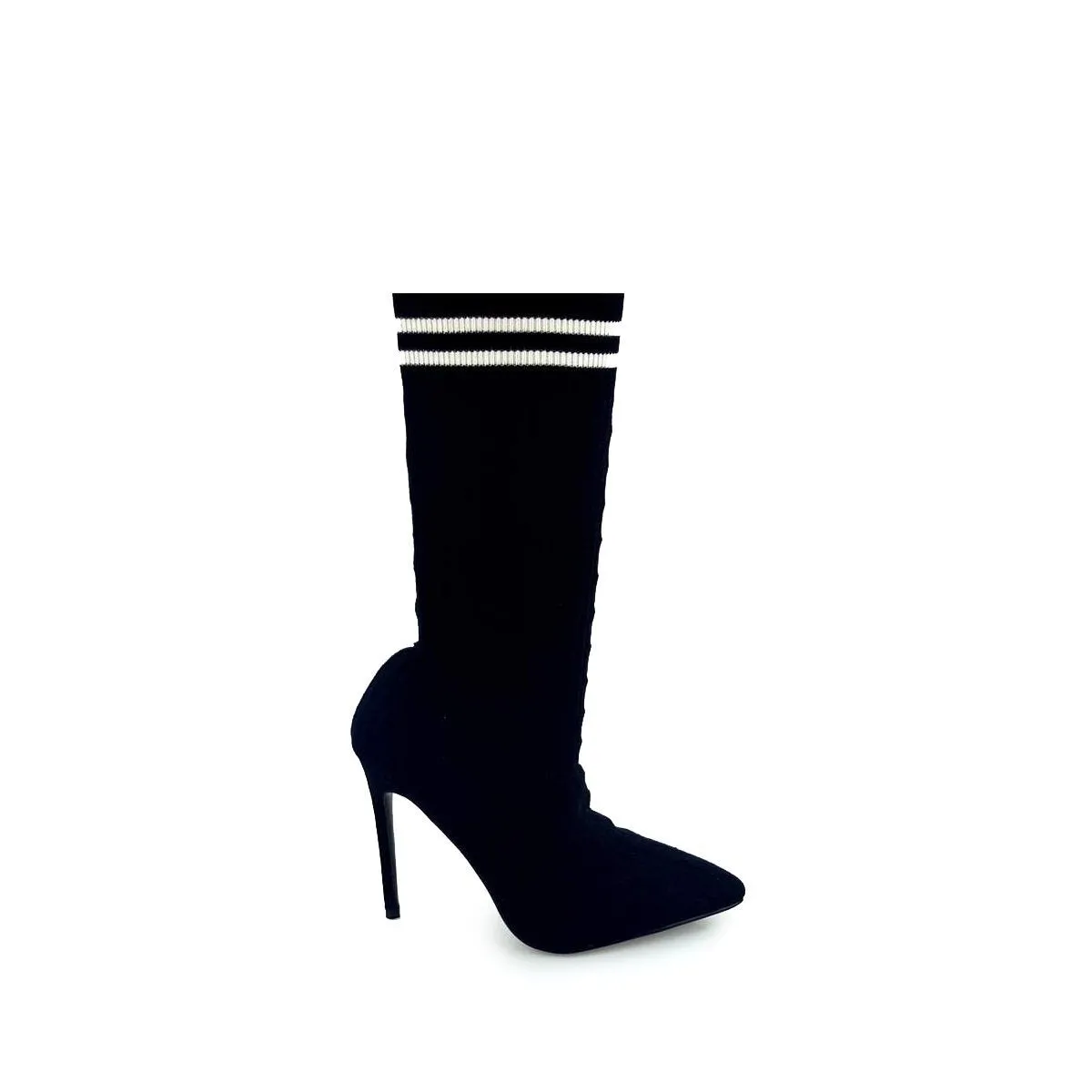 Amelia Sock Fit Knitted Calf Heeled Ankle Boot