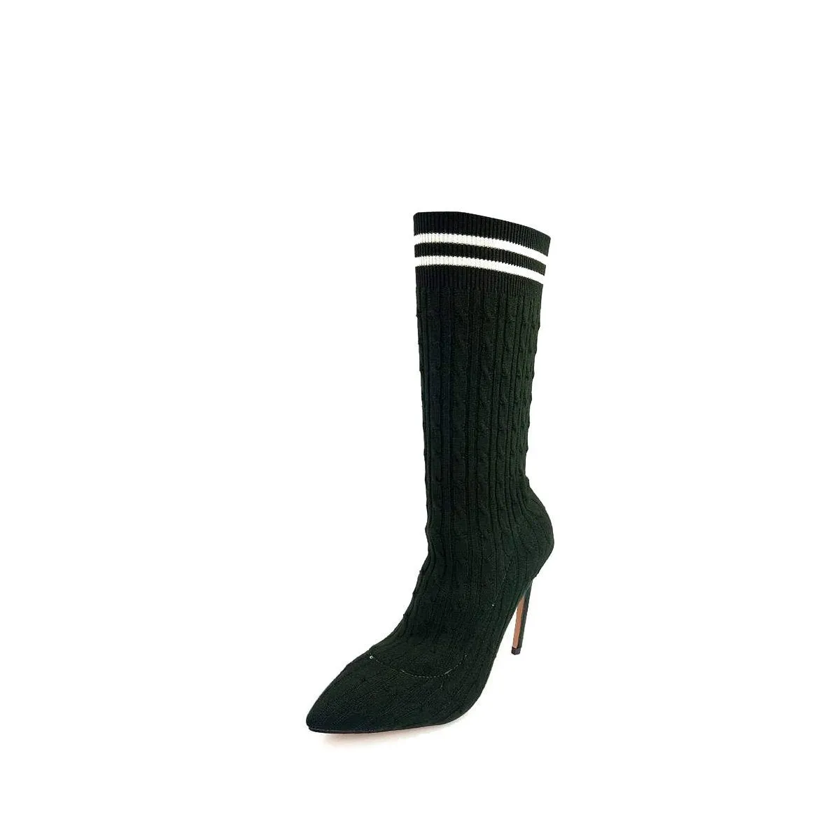 Amelia Sock Fit Knitted Calf Heeled Ankle Boot