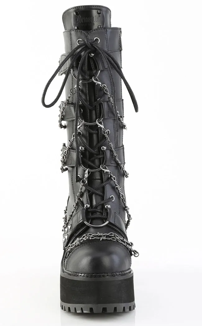 ASSAULT-117 Black Vegan Mid-Calf Boots