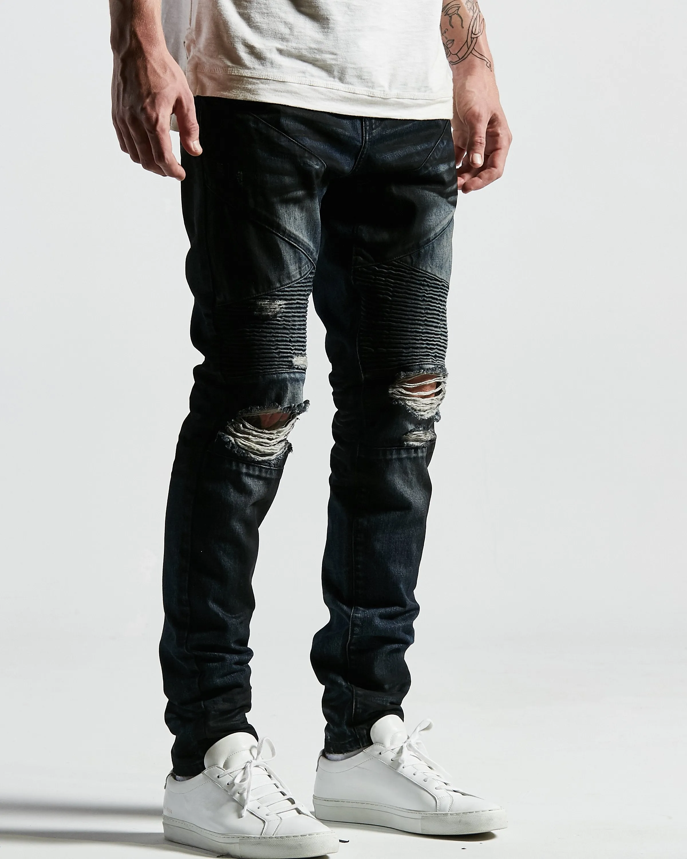 Bad Biker Denim in Deep Indigo Wash