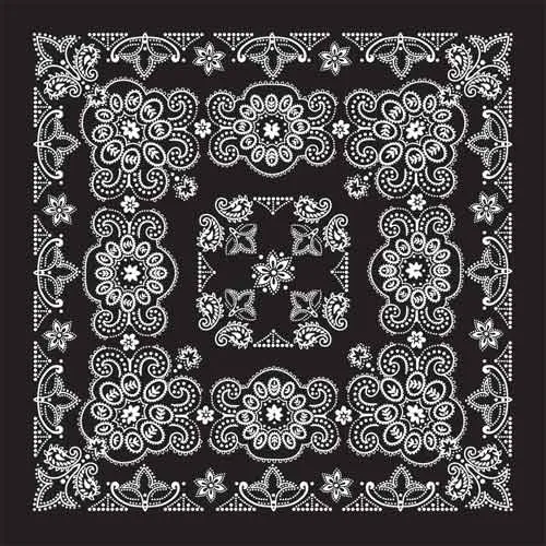 BD2508 Bandana Texas Paisley Black [27" x27"]