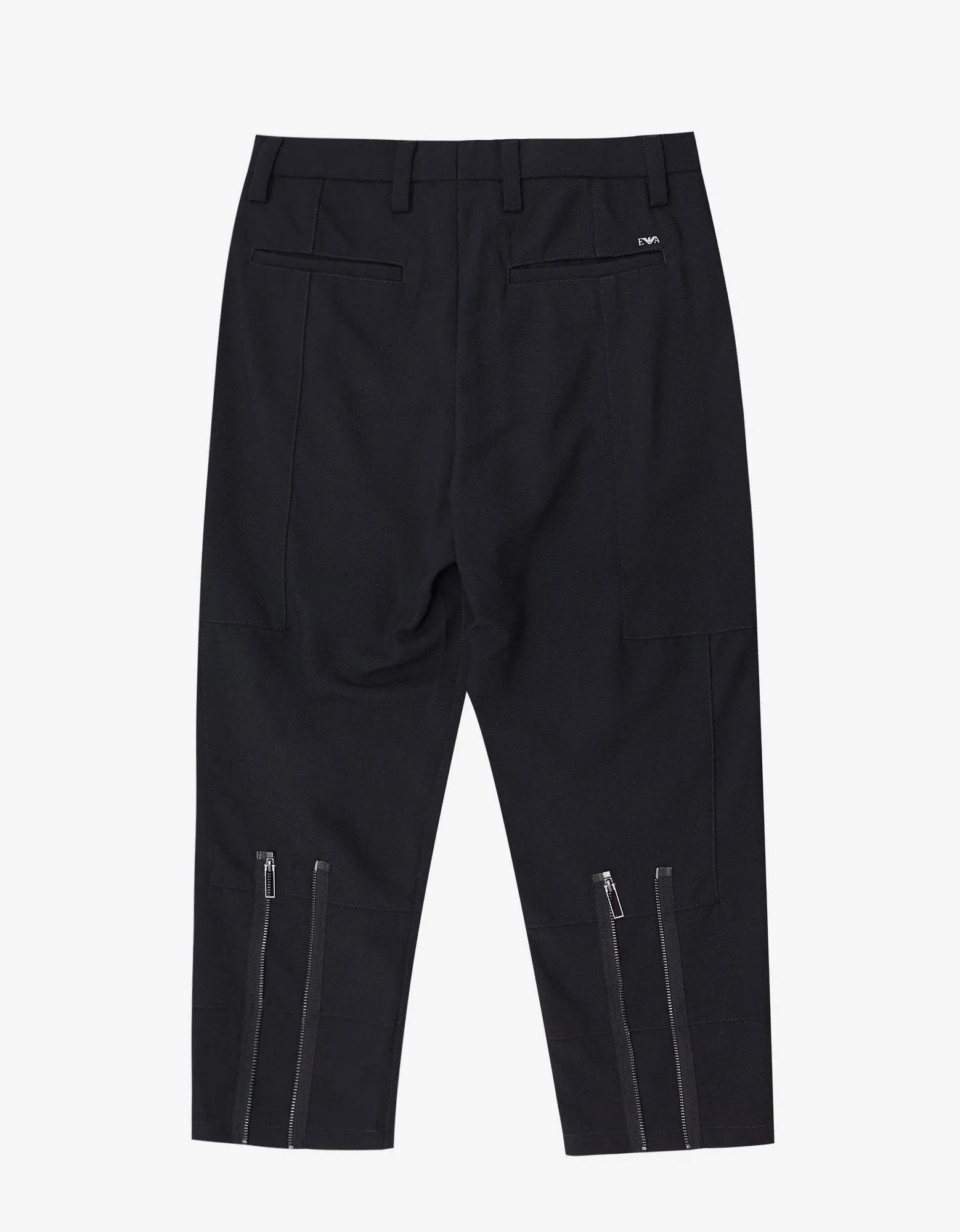 Black Cropped Biker Trousers