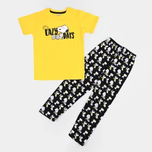 Boys Knitted Night Wear Lazy Days - Yellow/Black