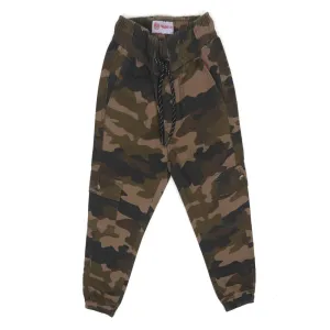 Boys Pants Cotton Cargo Camo Print - Green