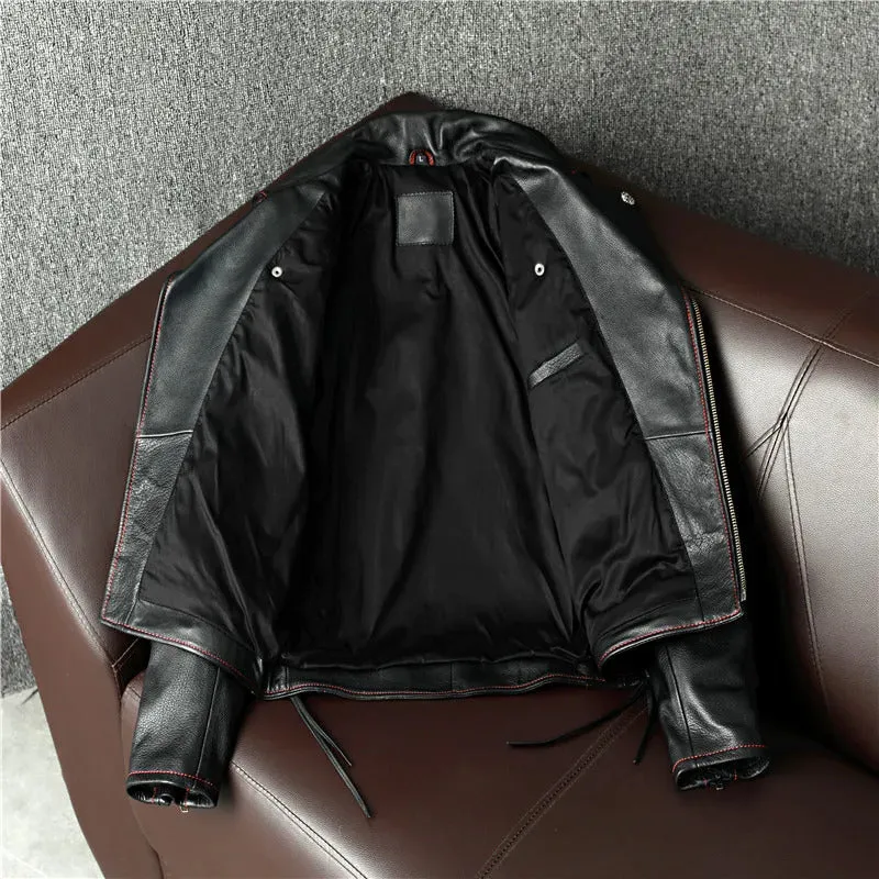 Brand New Cool Motorcycle Biker Jacket - Natural Cowhide Leather