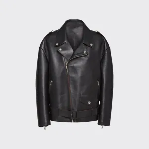 Buy Best looking fashion women's black leather biker jacket