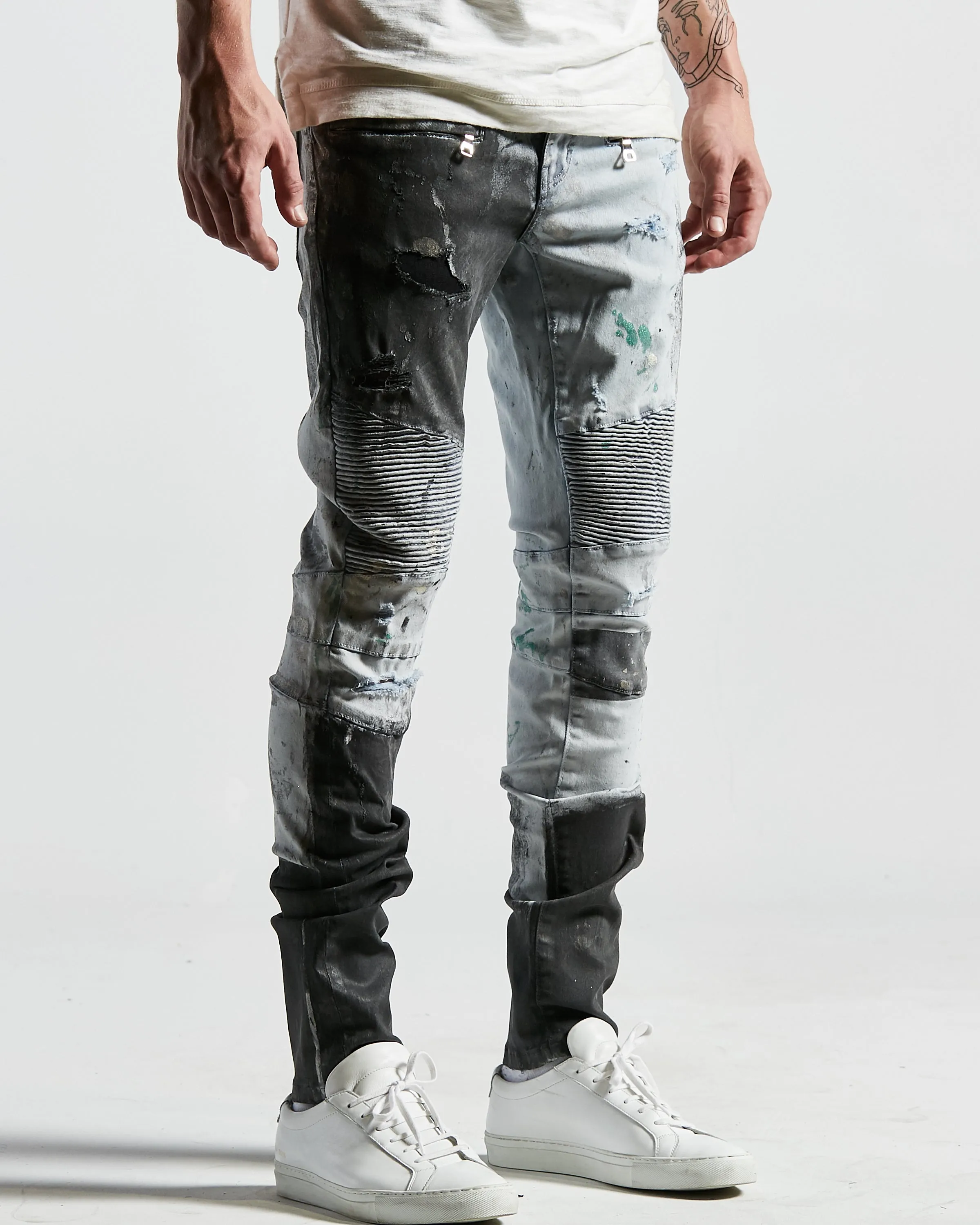 Colombo Biker Denim (Black White Paint)