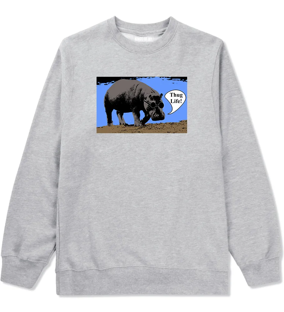 Cool Hippo Thug Life Funny Mens Crewneck Sweatshirt