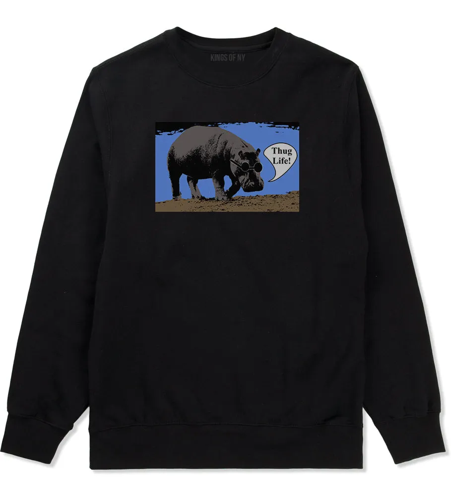 Cool Hippo Thug Life Funny Mens Crewneck Sweatshirt