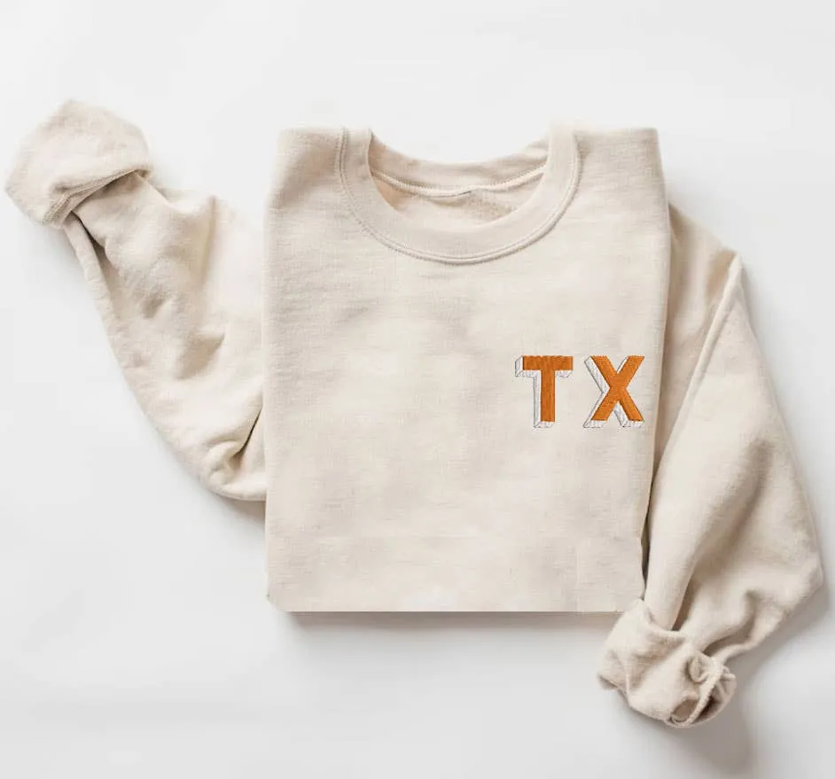 Custom State Two Color Letter Embroidered Sweatshirts