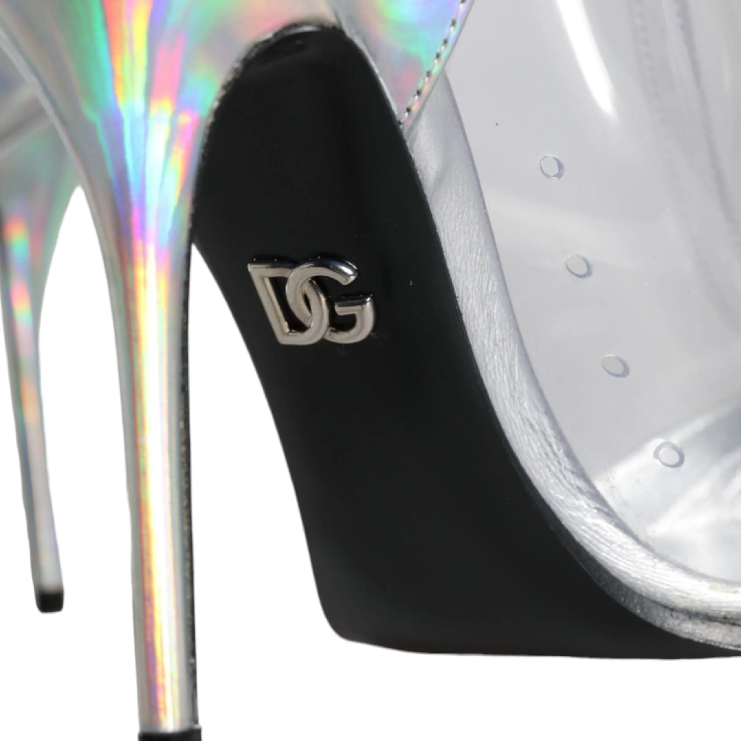 Dolce & Gabbana Silver Iridescent PVC Pointed Short Boots Shoes