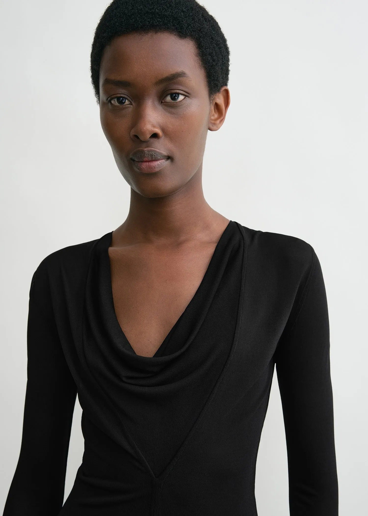 Draped V-neck top black