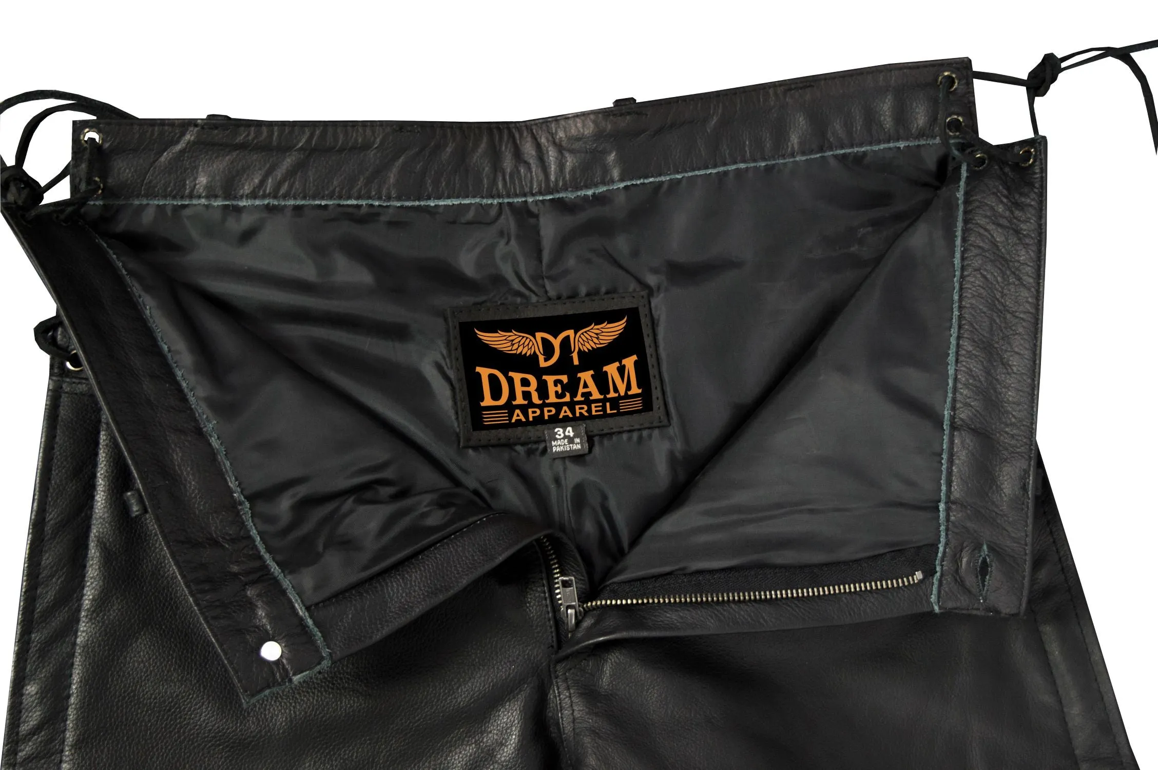 Dream Apparel Men's Leather Chaps With Side Laces