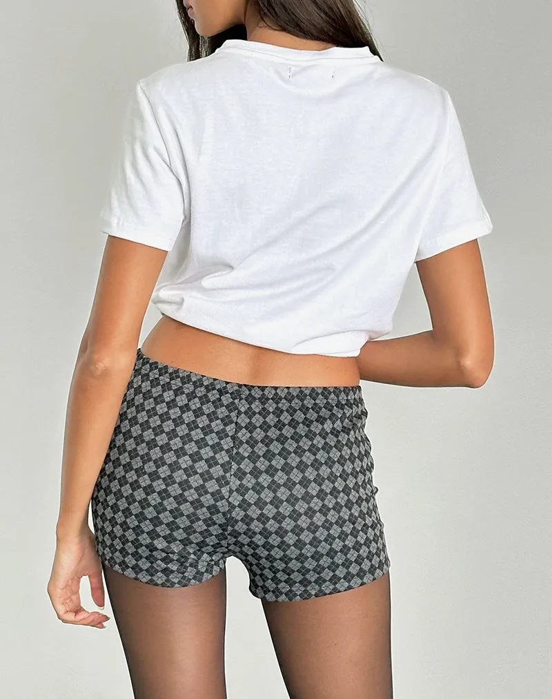 Emier Micro Shorts in Argyle Black Grey