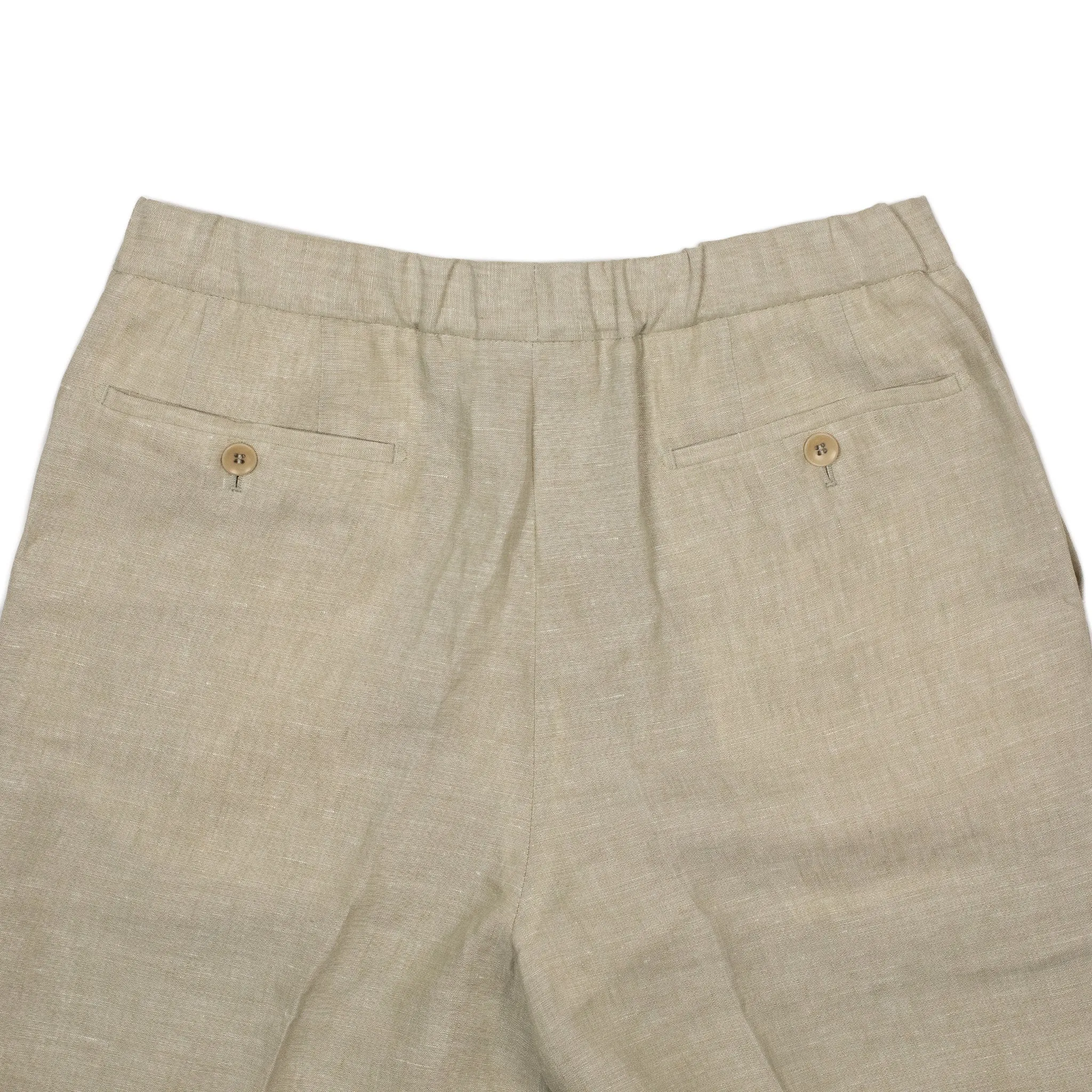 Exclusive single-pleated easy pants in oatmeal linen (restock)