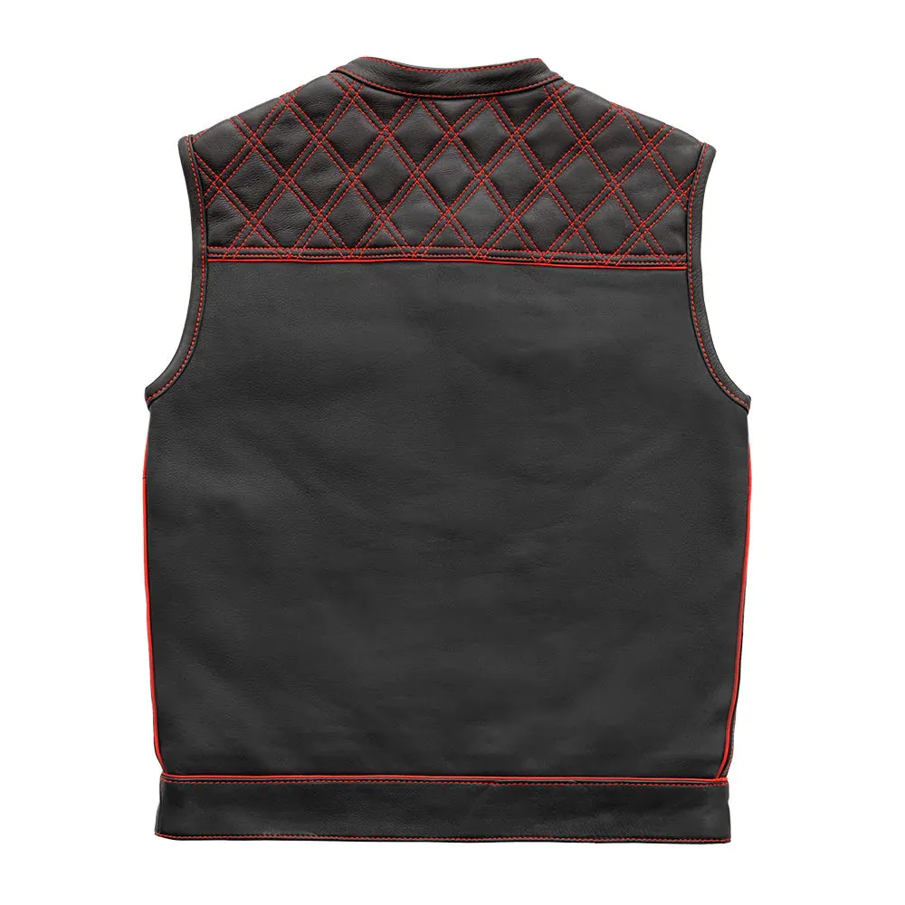 Finish Line - Red Checker - Men's Motorcycle Leather Vest