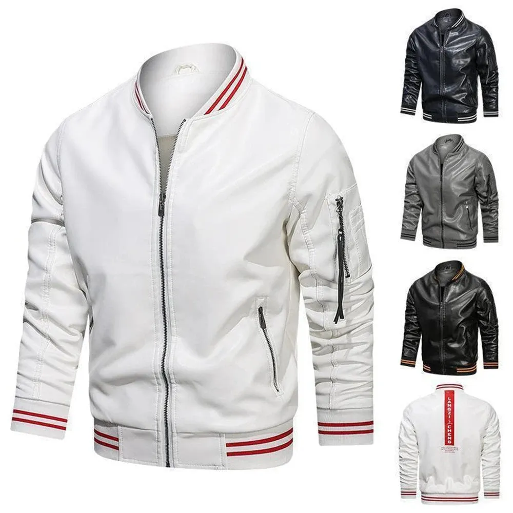 Funki Buys | Jackets | Men's Casual PU Leather Racer Jacket