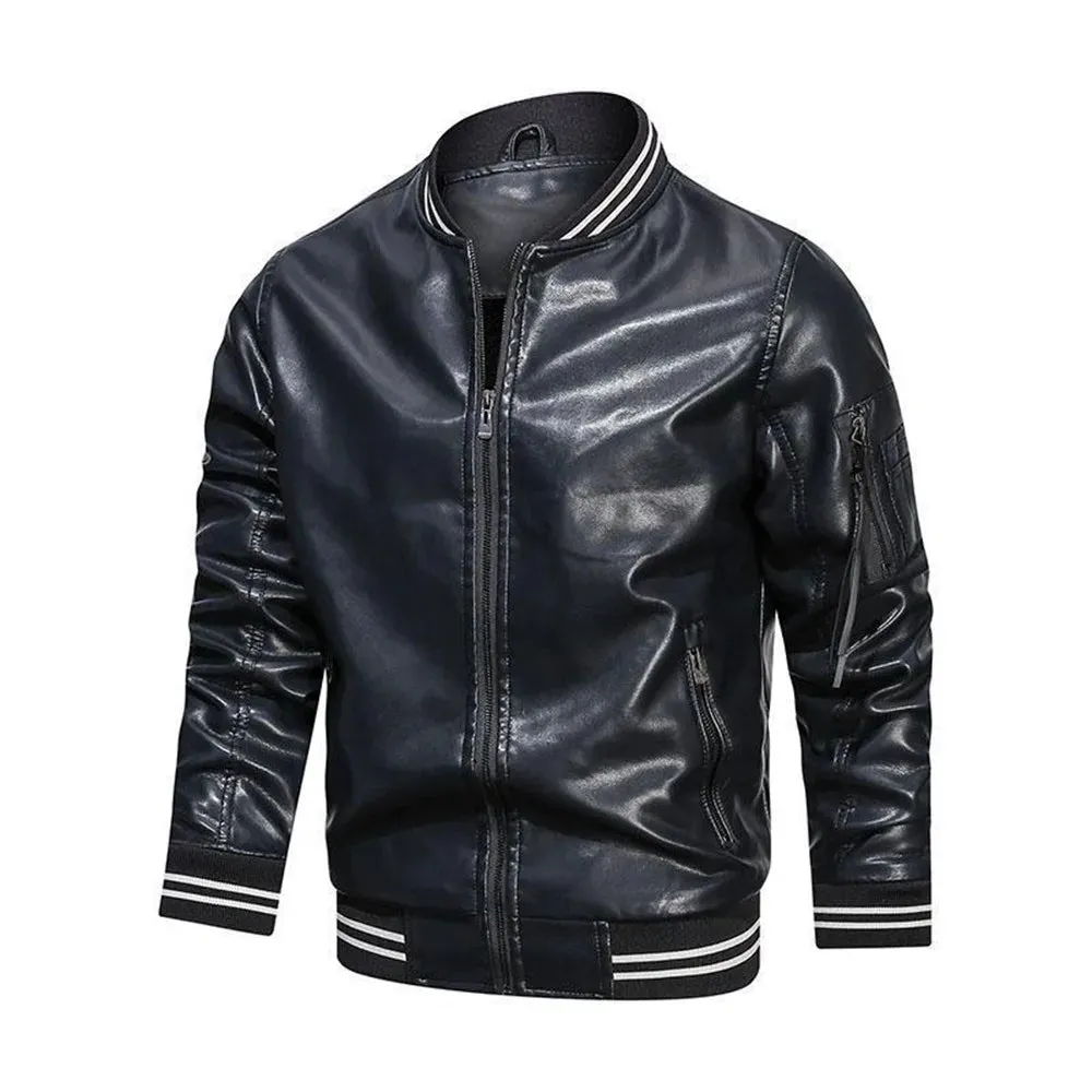 Funki Buys | Jackets | Men's Casual PU Leather Racer Jacket