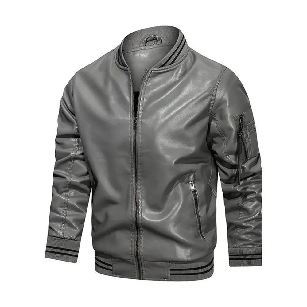 Funki Buys | Jackets | Men's Casual PU Leather Racer Jacket