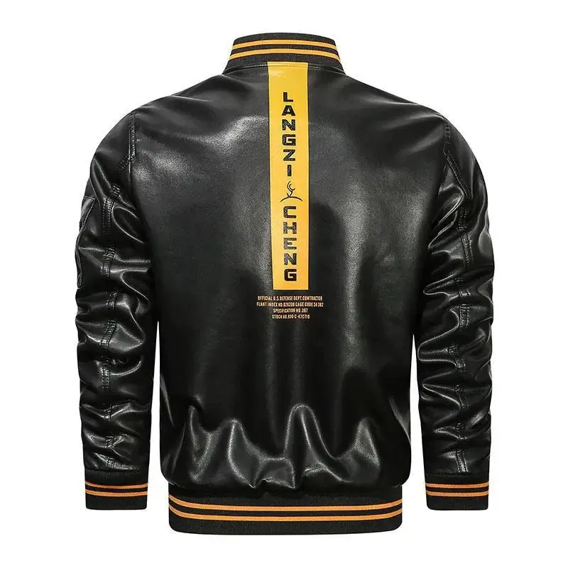 Funki Buys | Jackets | Men's Casual PU Leather Racer Jacket