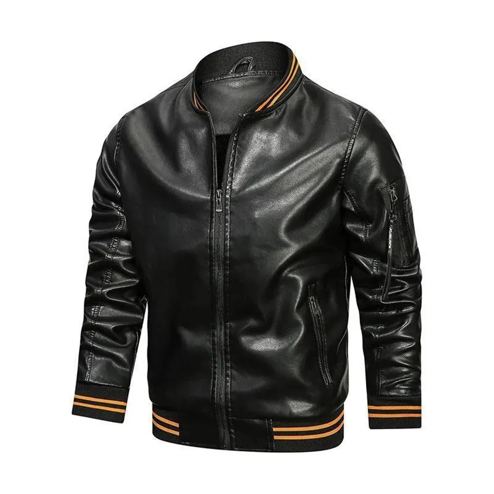 Funki Buys | Jackets | Men's Casual PU Leather Racer Jacket