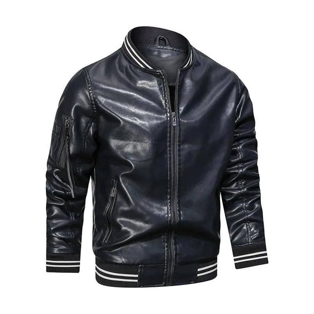 Funki Buys | Jackets | Men's Casual PU Leather Racer Jacket