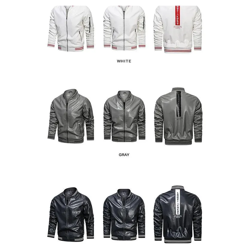 Funki Buys | Jackets | Men's Casual PU Leather Racer Jacket