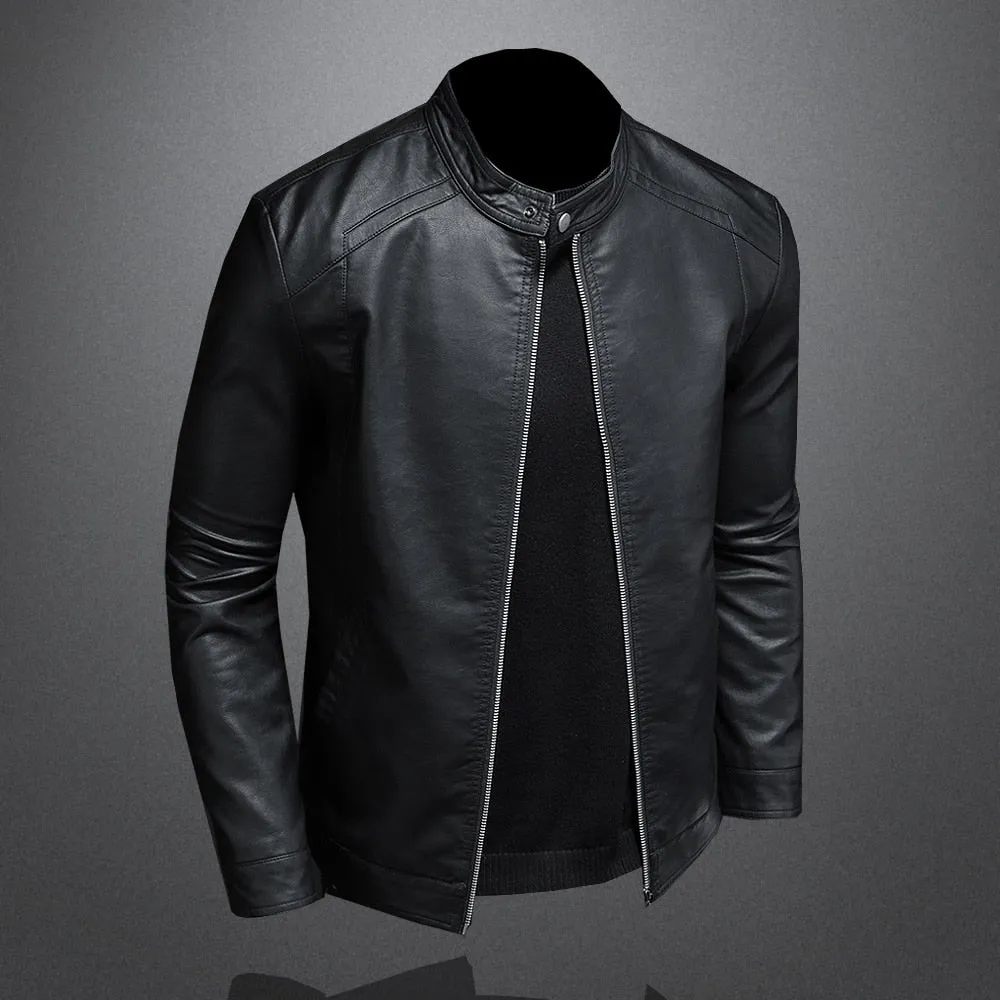 Funki Buys | Jackets | Men's Faux Leather Biker Jacket | Slim Fit