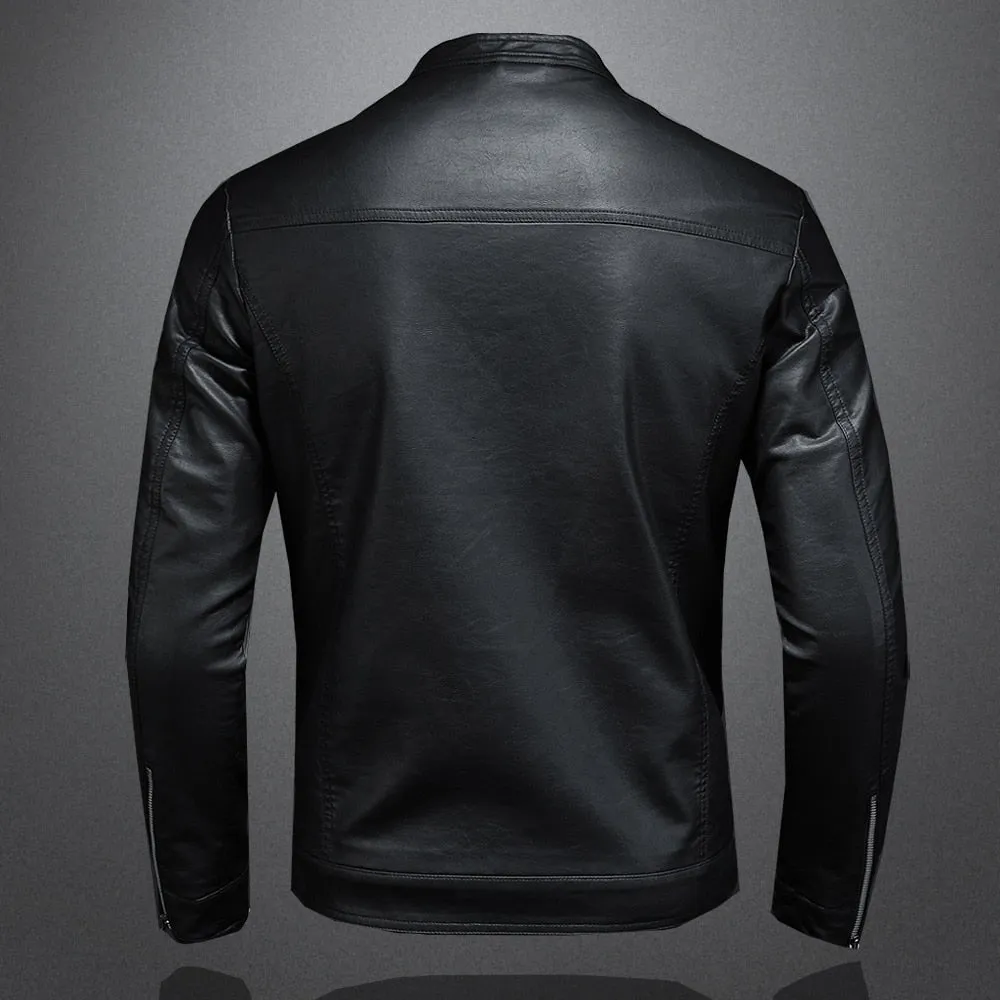 Funki Buys | Jackets | Men's Faux Leather Biker Jacket | Slim Fit