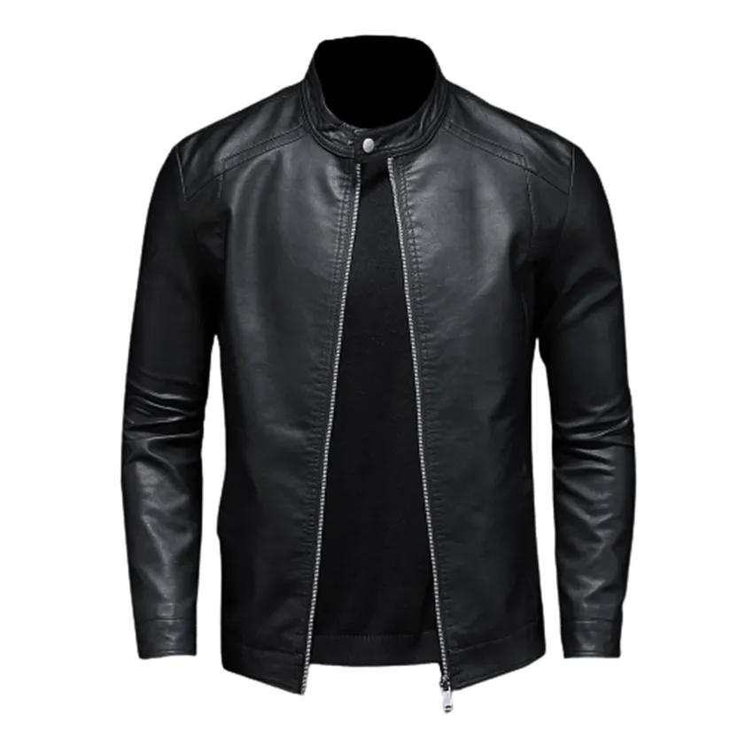 Funki Buys | Jackets | Men's Faux Leather Biker Jacket | Slim Fit