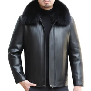 Funki Buys | Jackets | Men's Leather Fleece, Duck Down Jacket