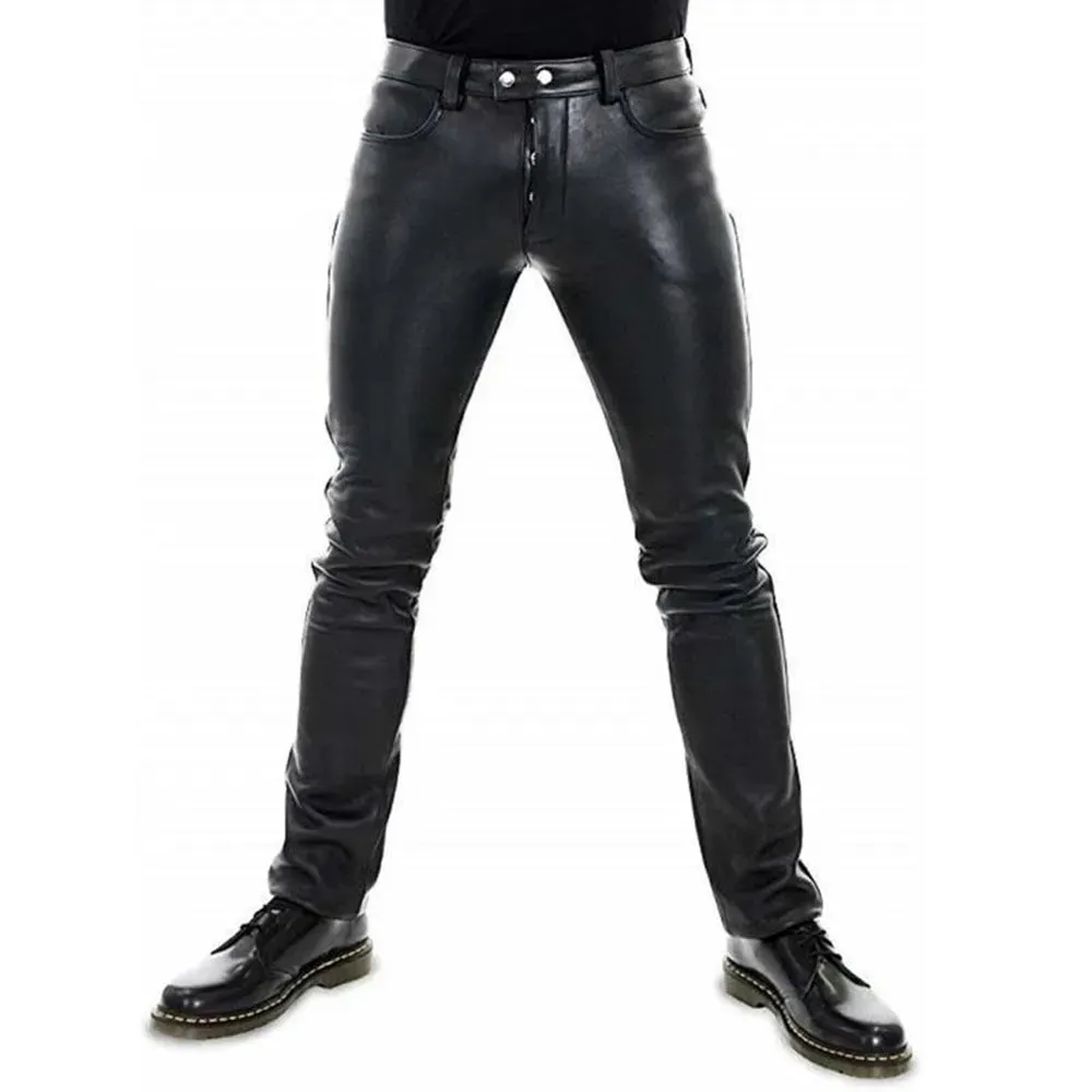 Funki Buys | Pants | Men's Luxury Faux Leather Slim Fit Pants