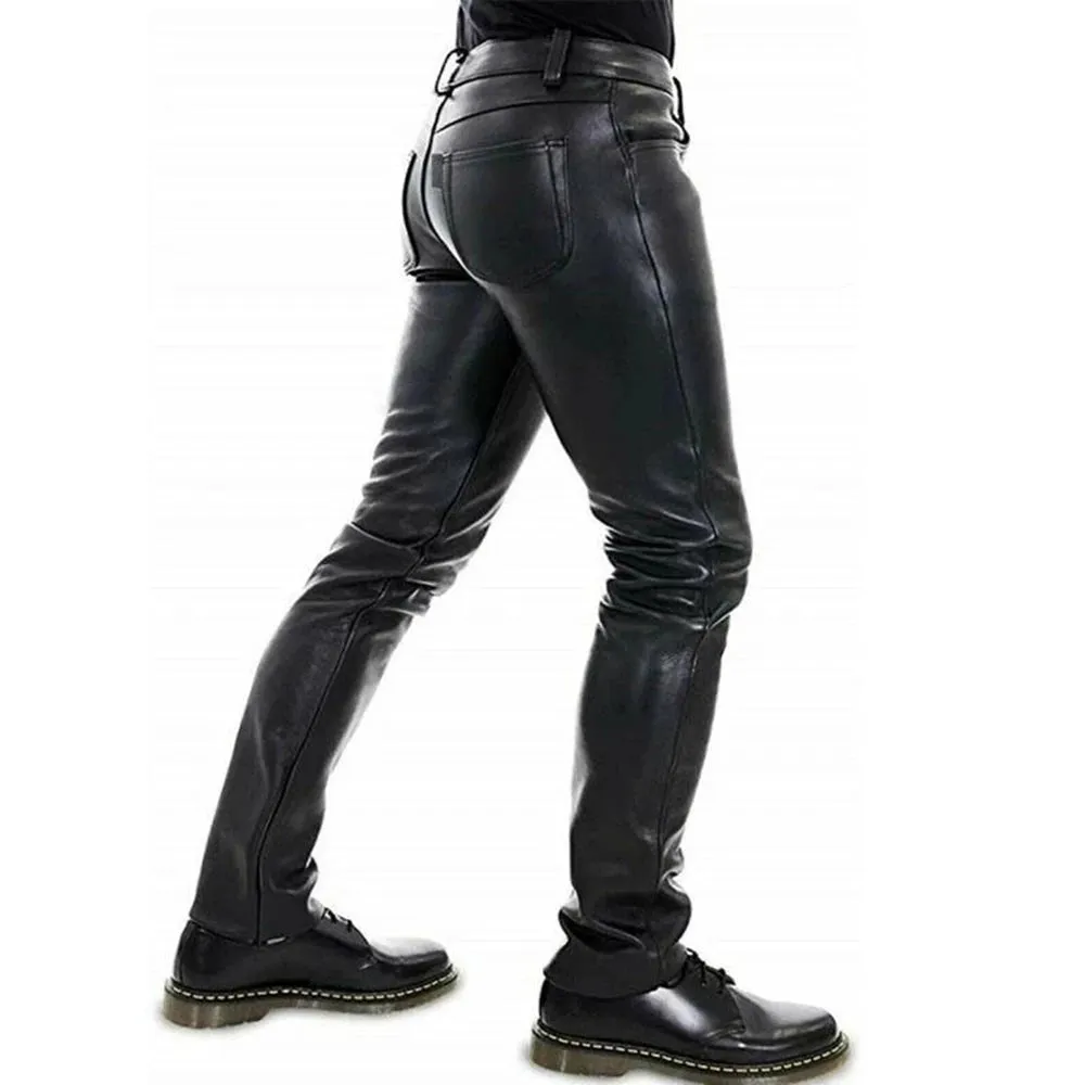 Funki Buys | Pants | Men's Luxury Faux Leather Slim Fit Pants