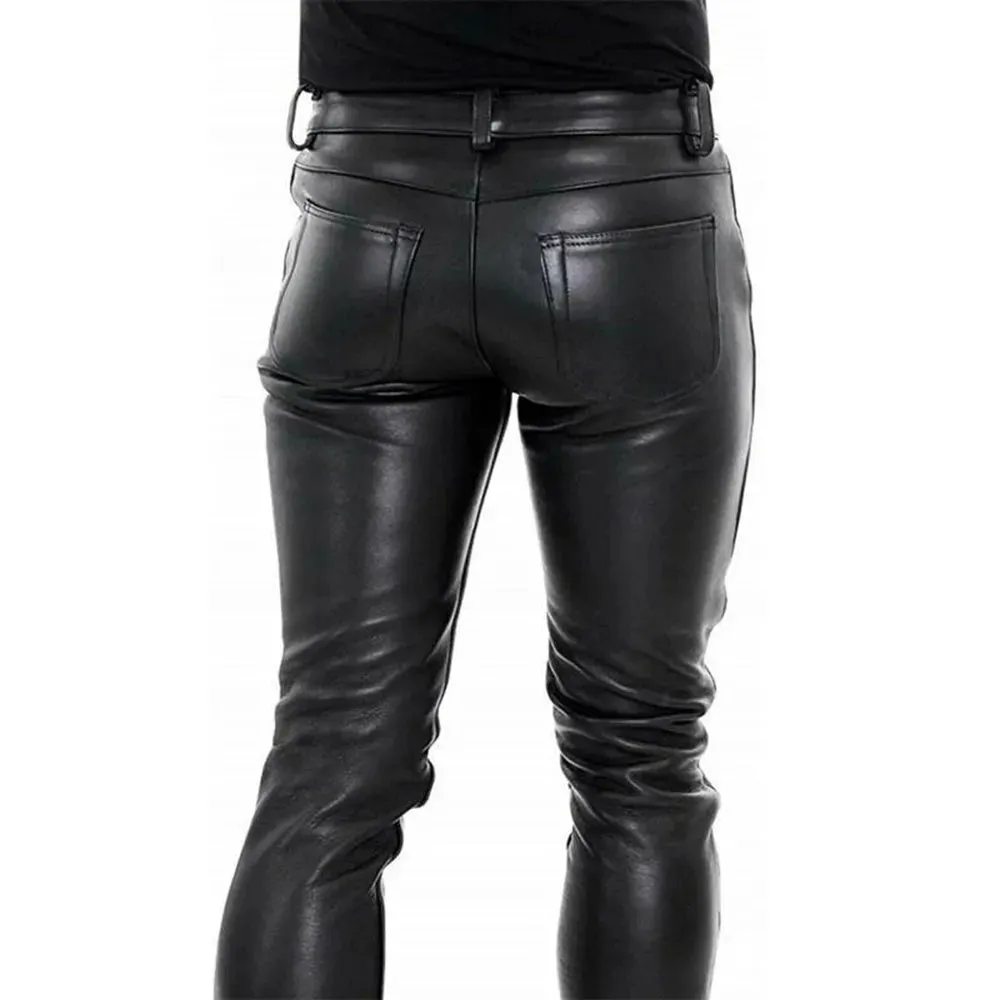 Funki Buys | Pants | Men's Luxury Faux Leather Slim Fit Pants