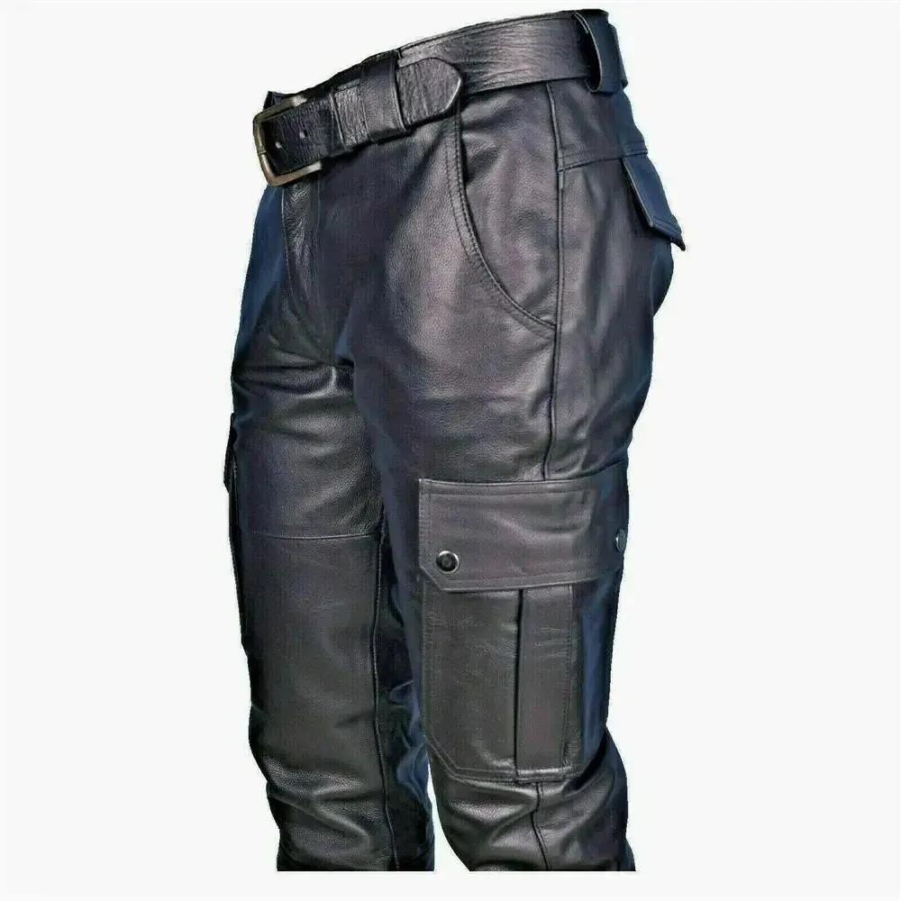 Funki Buys | Pants | Men's PU Leather Motorcycle Cargo Pants