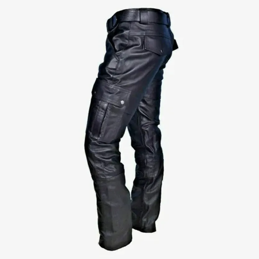 Funki Buys | Pants | Men's PU Leather Motorcycle Cargo Pants