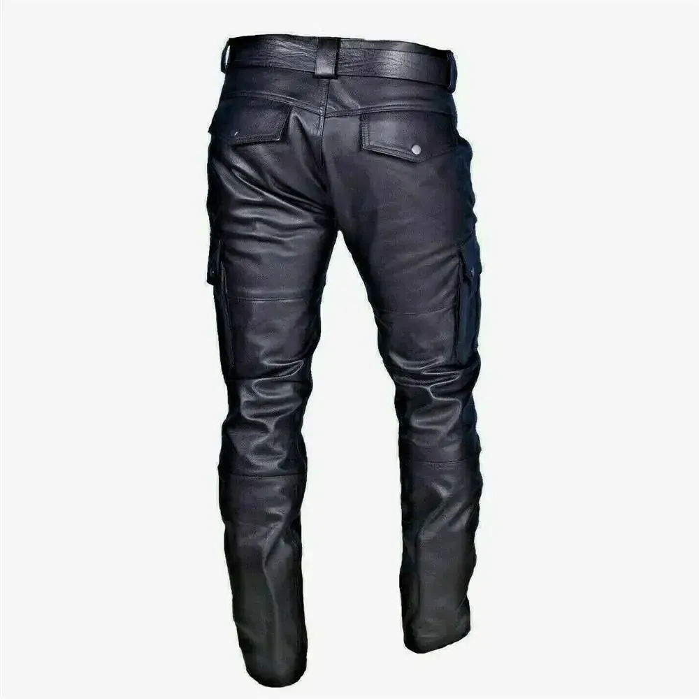 Funki Buys | Pants | Men's PU Leather Motorcycle Cargo Pants