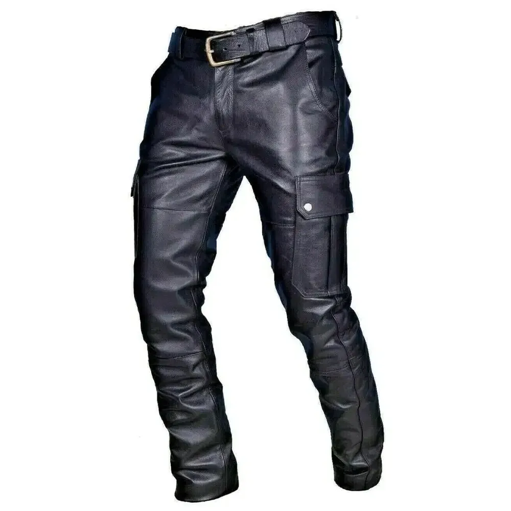 Funki Buys | Pants | Men's PU Leather Motorcycle Cargo Pants