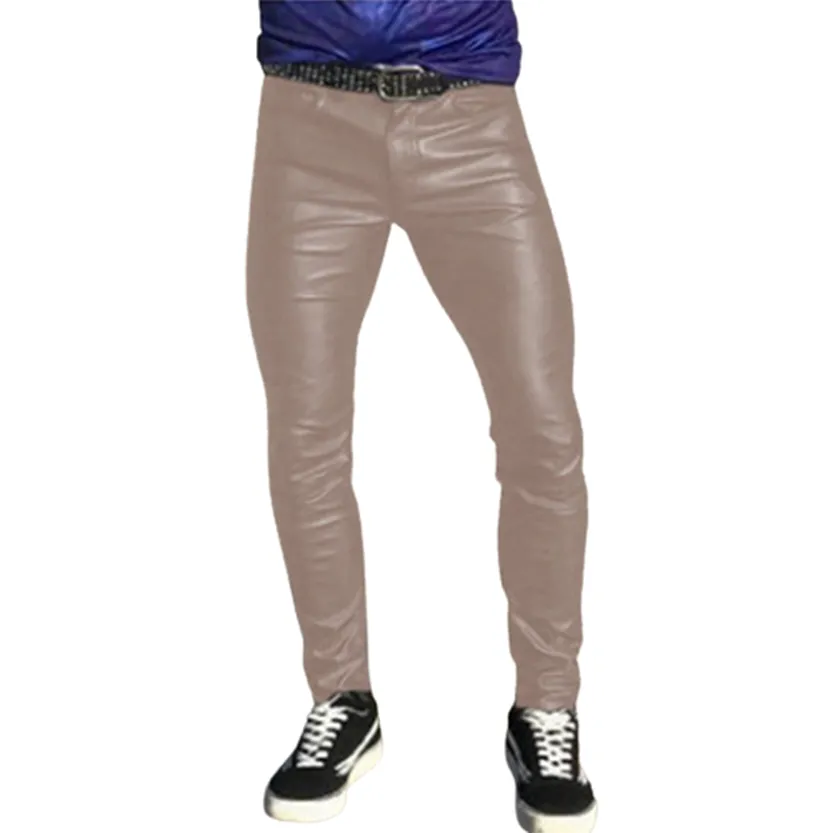 Funki Buys | Pants | Men's Punk Casual Faux Leather Pants