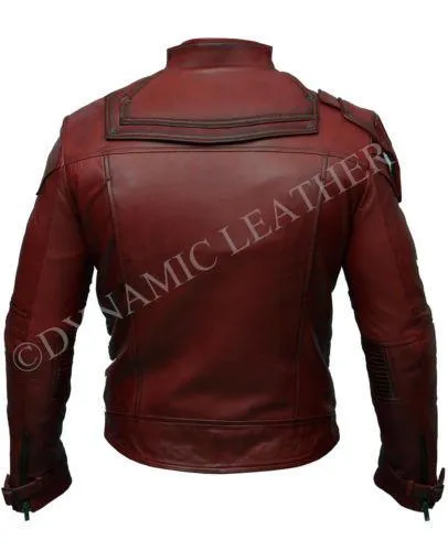 Guardians of the Galaxy 2 Star Lord Chris Pratt Maroon Real Leather Jacket