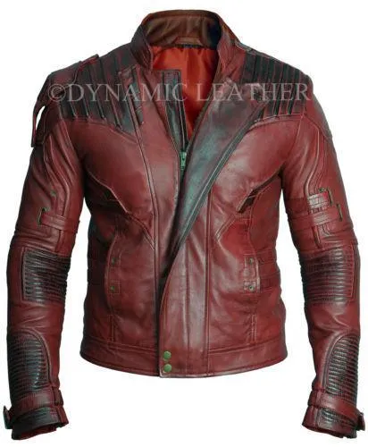 Guardians of the Galaxy 2 Star Lord Chris Pratt Maroon Real Leather Jacket