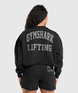 Gymshark Lifting Graphic Midi Sweatshirt - Black