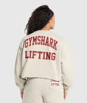 Gymshark Lifting Graphic Midi Sweatshirt - Pebble Grey