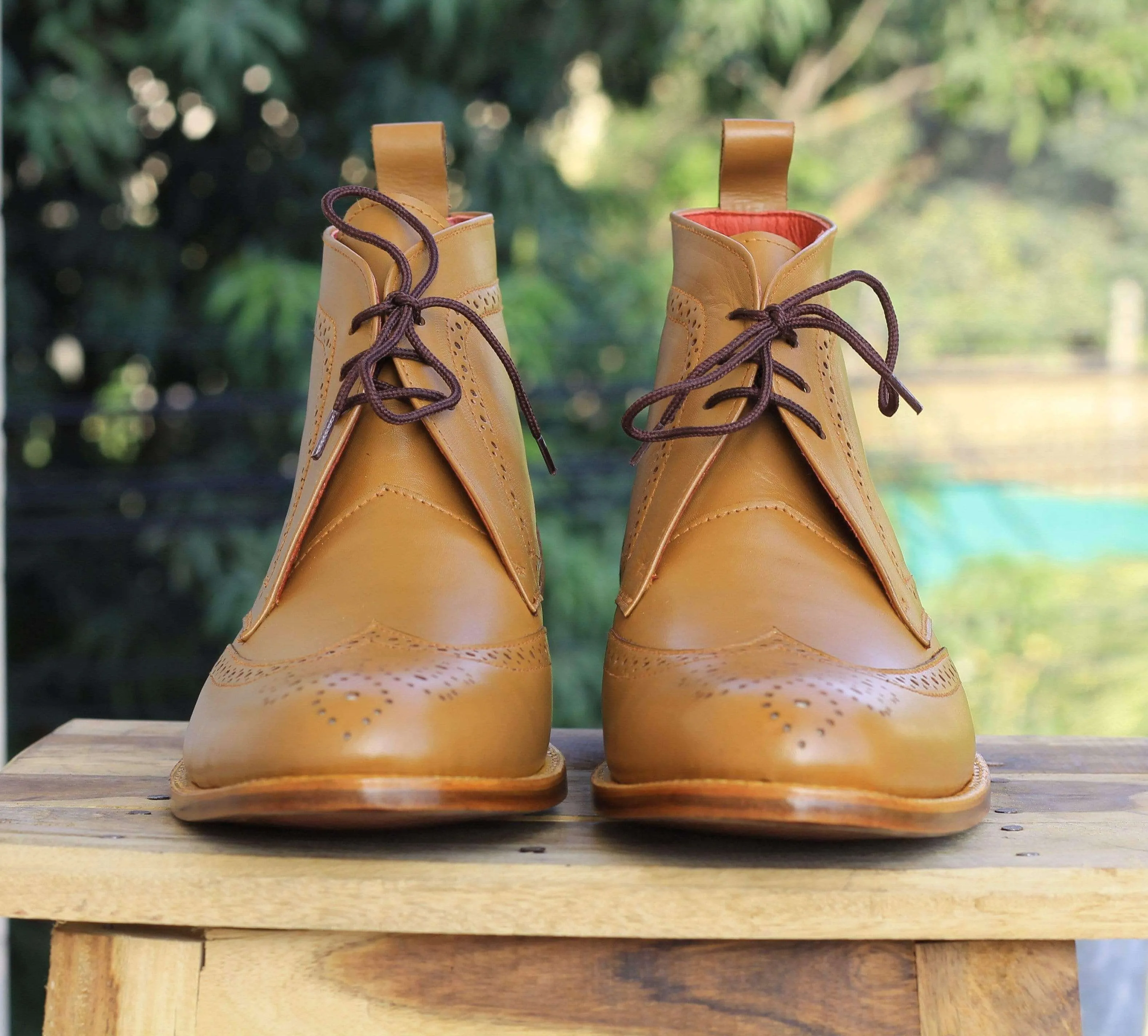 Handmade Tan Chukka Boots For Men